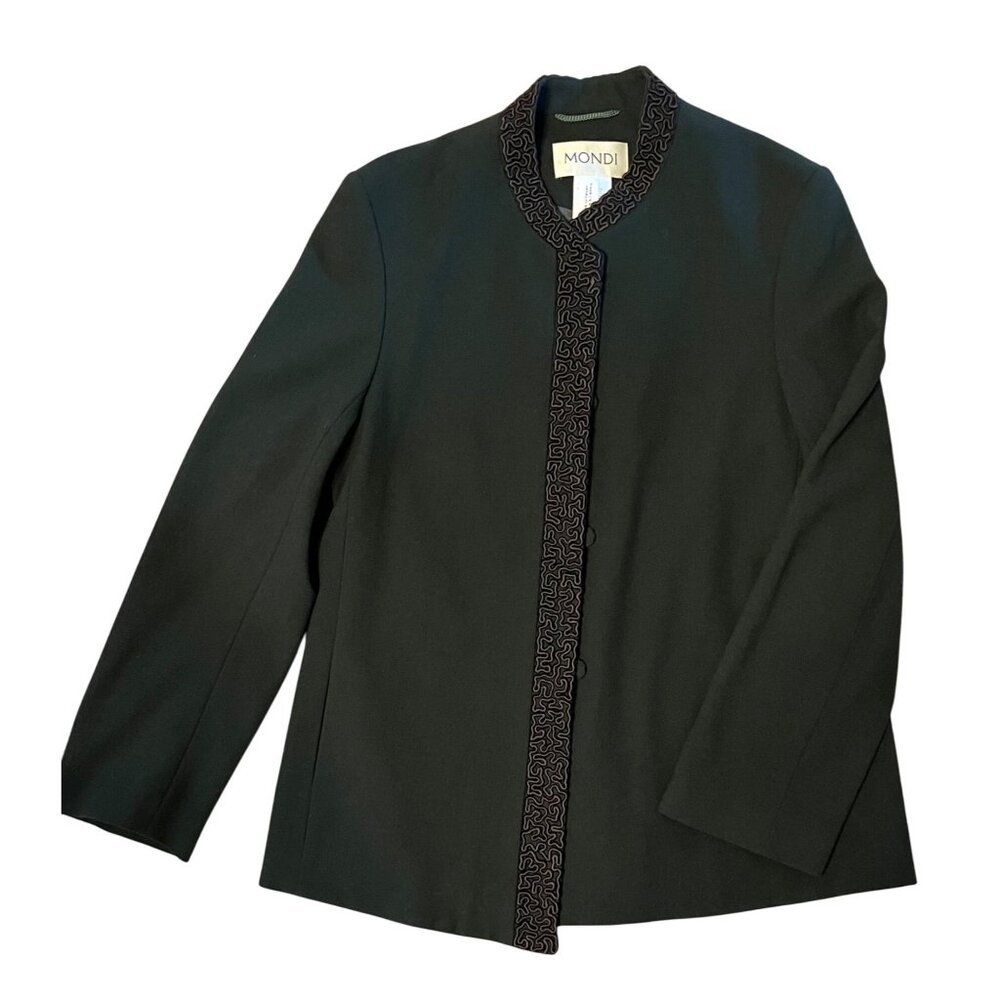 VTG 80’s Mondi 34 6 Wool Blazer Pockets Long Jacket Germany Luxury Green Black